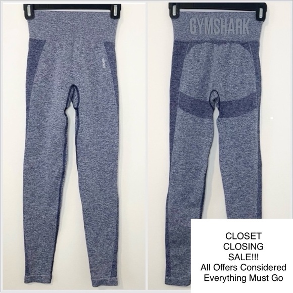 Gymshark Flex High Waisted Seamless Leggings Athletic Workout Tights Blue XS - Picture 1 of 9